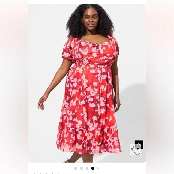 NWT Torrid MIDI Cotton Clip Dot Lace Up Smocked Dress Size 2x - Picture 1 of 9